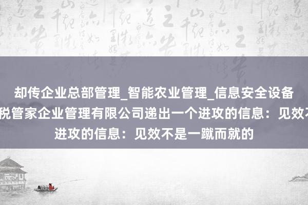 却传企业总部管理_智能农业管理_信息安全设备销售_甘肃锐云税管家企业管理有限公司递出一个进攻的信息：见效不是一蹴而就的